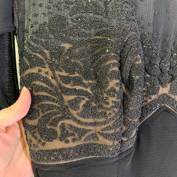 TASHASHI SHOJI Vintage Sheer Black Beaded‎ Embellished Formal Shift Dress - Picture 10 of 12